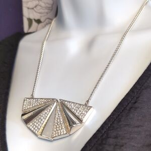 mark. Silver-Tone Fan Panel Statement Necklace